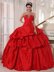 Alizarin Crimson Strapless Dress To Girl Quinceanear Wear