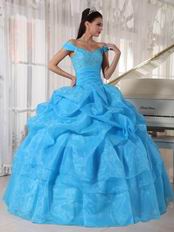 Off The Shoulder Aqua Quinceanera Dress Free Shipping