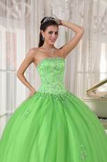 Cheap Spring Green Young Women Quinceanera Gown Dress