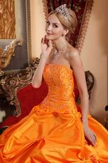 Strapless Orange Ball Skirt Quinceanera Dress 2014 New Style