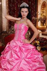 Hot Pink Strapless Bubble Custom Made Quinceanera Dress
