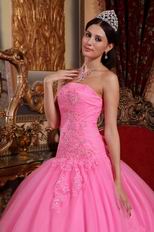 Hot Pink Strapless Puffy Skirt Girls Wear Quinceanera Dress