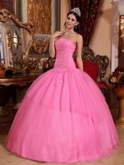 Hot Pink Strapless Puffy Skirt Girls Wear Quinceanera Dress