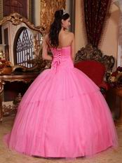 Hot Pink Strapless Puffy Skirt Girls Wear Quinceanera Dress