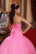 Hot Pink Strapless Puffy Skirt Girls Wear Quinceanera Dress