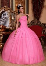 Hot Pink Strapless Puffy Skirt Girls Wear Quinceanera Dress