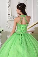 2013 Spring Green Halter Floor Length Quinceanera Dress