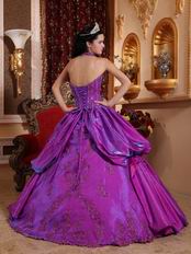 Applique Emberllish Dark Magenta Halter Quinceanera Gown