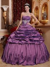 Classic Strapless Puffy Tidebuy Purple Quinceanera Gown