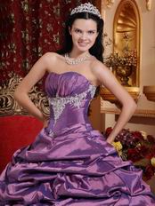 Classic Strapless Puffy Tidebuy Purple Quinceanera Gown