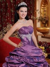 Classic Strapless Puffy Tidebuy Purple Quinceanera Gown