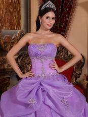 Lilac Organza Strapless Quinceanera Dress Discount Style