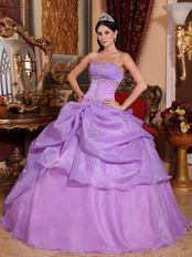 Lilac Organza Strapless Quinceanera Dress Discount Style