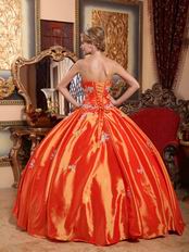 Appliqued Strapless Sleeveless Orange Red Quinceanera Dress