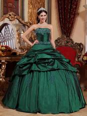 Dark Green Strapless Floor Length Ball Dress Military Party