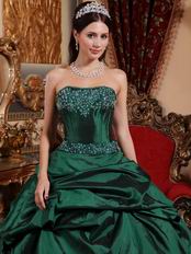 Dark Green Strapless Floor Length Ball Dress Military Party