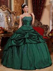 Dark Green Strapless Floor Length Ball Dress Military Party