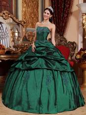 Dark Green Strapless Floor Length Ball Dress Military Party