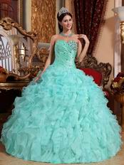 Light Sky Blue Sweetheart Ruffle Skirt Prom Ball Gown