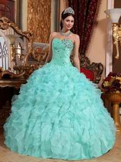Light Sky Blue Sweetheart Ruffle Skirt Prom Ball Gown