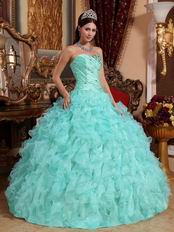 Light Sky Blue Sweetheart Ruffle Skirt Prom Ball Gown