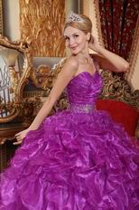 Purple Single One Shoulder Neck Puffy Military Ball Gown