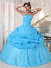 Top Designer Aqua Blue Girls Quinceanera Party Dress Floor Length