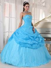Top Designer Aqua Blue Girls Quinceanera Party Dress Floor Length