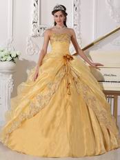 Sweetheart Golden Yellow Quinceanera Gown With Flower