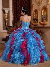 Carmine And Cornflower Blue Exclusive Quinceanera Gown