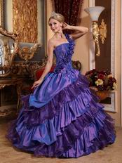 Wisteria And Purple Layers Skirt One Strap Quince Dress