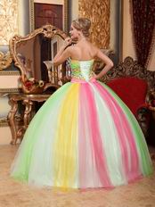 Puberty Latest Fahsion Contrast Color Colorful Quinceanear Dress