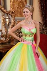 Puberty Latest Fahsion Contrast Color Colorful Quinceanear Dress