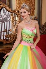 Puberty Latest Fahsion Contrast Color Colorful Quinceanear Dress