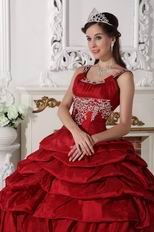 Straps Scoop Neck Wine Red Sweet 16 Party Gowns In Wine Red