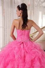 Floor-length Hot Pink Ruffled Skirt Quinceanera Party Dress