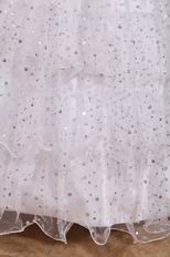 White Cascade Puffy Skirt Sequin Fabric Sweet 16 Dress For Girl