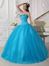 Deep Sky Blue Prom Ball Dress To Military Party Wear