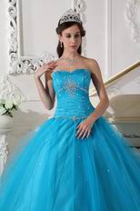 Deep Sky Blue Prom Ball Dress To Military Party Wear