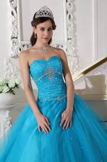 Deep Sky Blue Prom Ball Dress To Military Party Wear