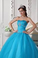 Deep Sky Blue Prom Ball Dress To Military Party Wear