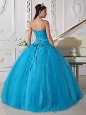 Deep Sky Blue Prom Ball Dress To Military Party Wear