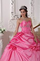 Sweetheart Puffy Long Quinceanera Dress In Hot Pink