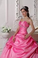 Sweetheart Puffy Long Quinceanera Dress In Hot Pink