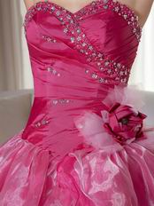 Deep Pink Floor Length Military Quinceanera Ball Gown