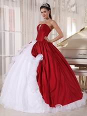 Wine Red Military Strapless Floor Length Ball Gown