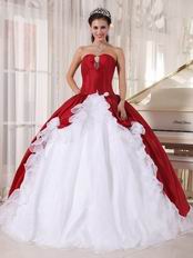 Wine Red Military Strapless Floor Length Ball Gown