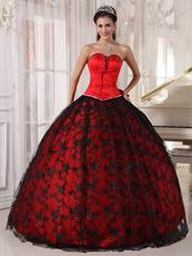 Basque Waist Black Lace Quinceanera Dress To 16 Years Old Girl