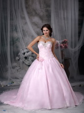 Fashionbale Sweetheart Pink Bridal Gown With Chapel Train Low Price