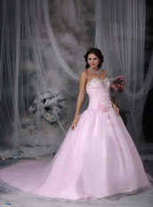 Fashionbale Sweetheart Pink Bridal Gown With Chapel Train Low Price